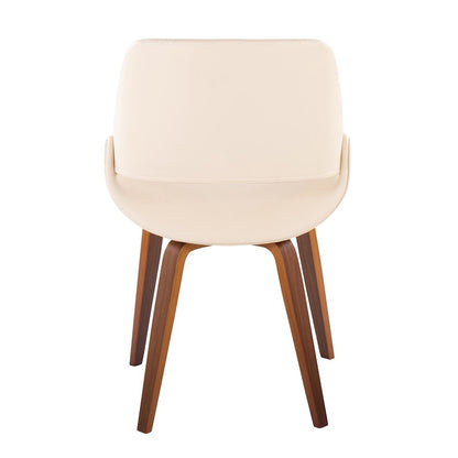 LumiSource Fabrizzi Chair Set of 2 | Mid-Century Walnut Wood and Cream PU | Dining Room & Living Room Accent Seating | Model CH-FBCONLPU2WLCR2