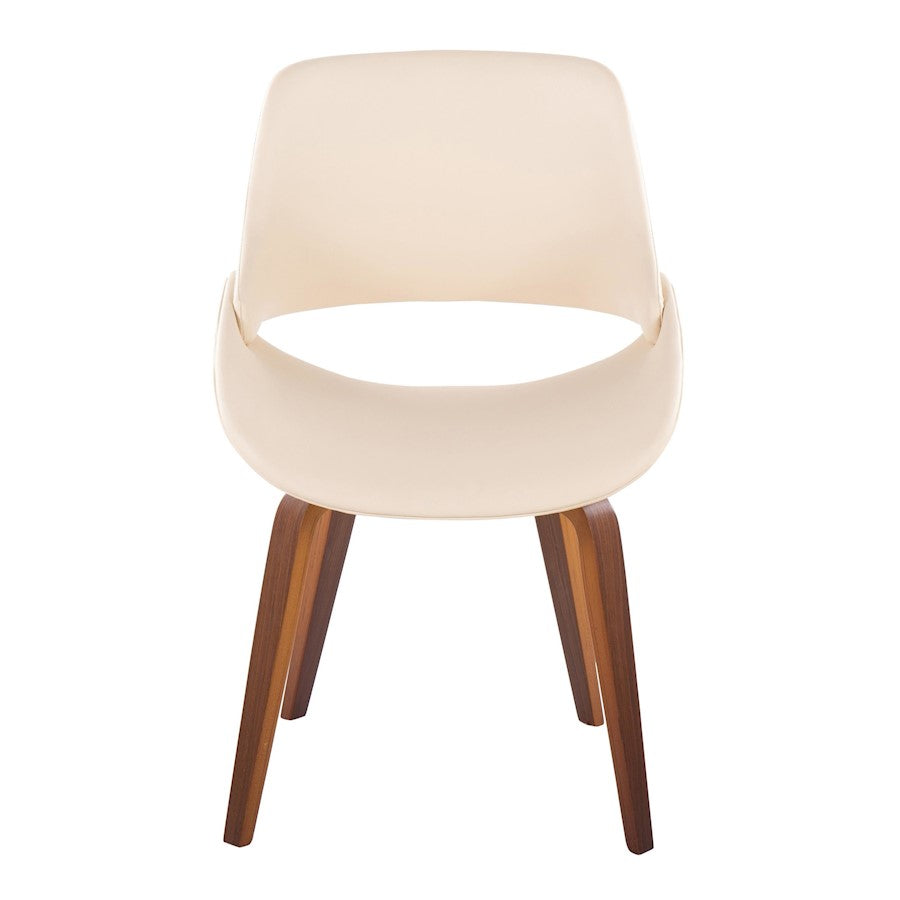 LumiSource Fabrizzi Chair Set of 2 | Mid-Century Walnut Wood and Cream PU | Dining Room & Living Room Accent Seating | Model CH-FBCONLPU2WLCR2