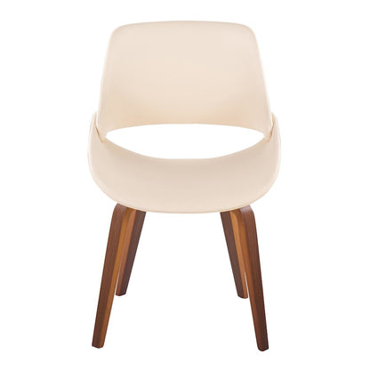 LumiSource Fabrizzi Chair Set of 2 | Mid-Century Walnut Wood and Cream PU | Dining Room & Living Room Accent Seating | Model CH-FBCONLPU2WLCR2