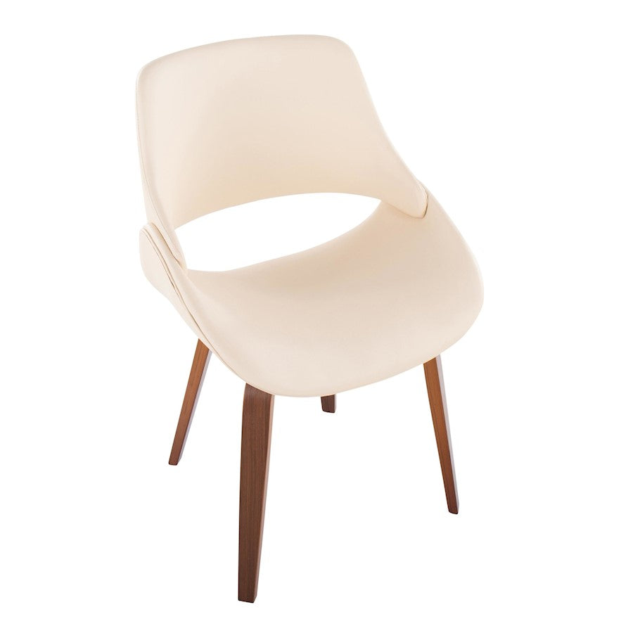 LumiSource Fabrizzi Chair Set of 2 | Mid-Century Walnut Wood and Cream PU | Dining Room & Living Room Accent Seating | Model CH-FBCONLPU2WLCR2