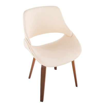 LumiSource Fabrizzi Chair Set of 2 | Mid-Century Walnut Wood and Cream PU | Dining Room & Living Room Accent Seating | Model CH-FBCONLPU2WLCR2