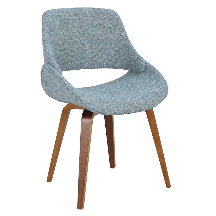 LumiSource Fabrizzi Dining/Accent Chair Set of 2 | Mid-Century Walnut and Blue Fabric | Dining Room & Living Room Seating | Model CH-FBCONLWLBU2