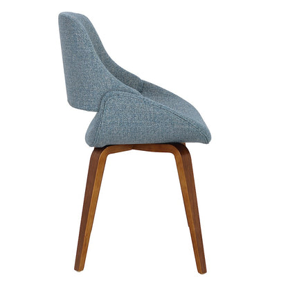 LumiSource Fabrizzi Dining/Accent Chair Set of 2 | Mid-Century Walnut and Blue Fabric | Dining Room & Living Room Seating | Model CH-FBCONLWLBU2