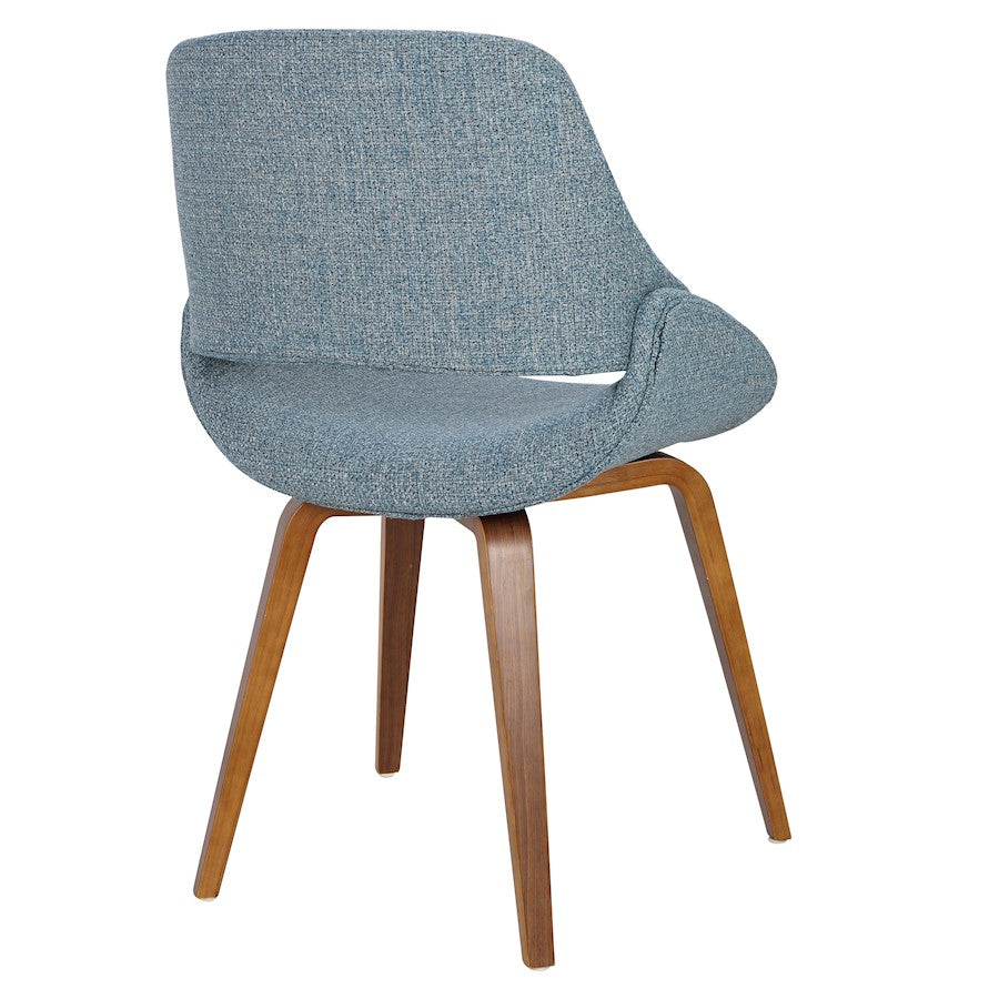 LumiSource Fabrizzi Dining/Accent Chair Set of 2 | Mid-Century Walnut and Blue Fabric | Dining Room & Living Room Seating | Model CH-FBCONLWLBU2