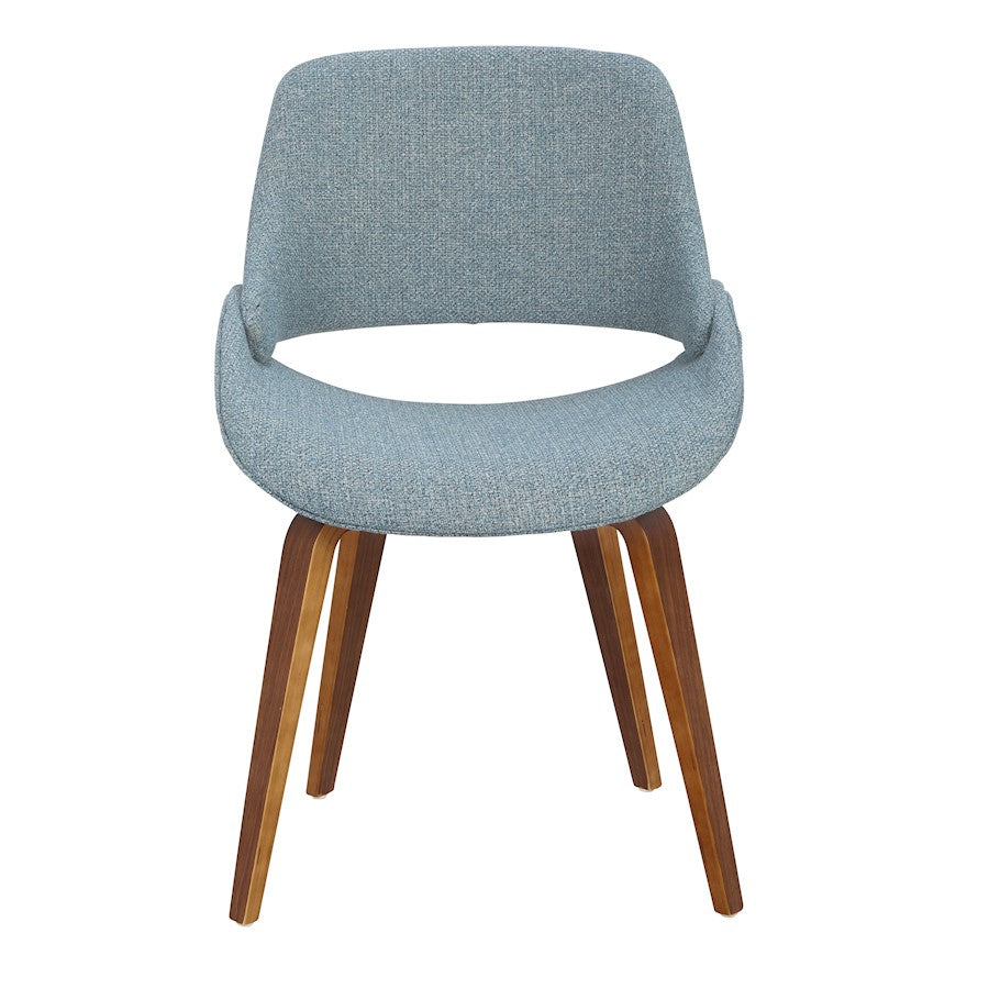 LumiSource Fabrizzi Dining/Accent Chair Set of 2 | Mid-Century Walnut and Blue Fabric | Dining Room & Living Room Seating | Model CH-FBCONLWLBU2