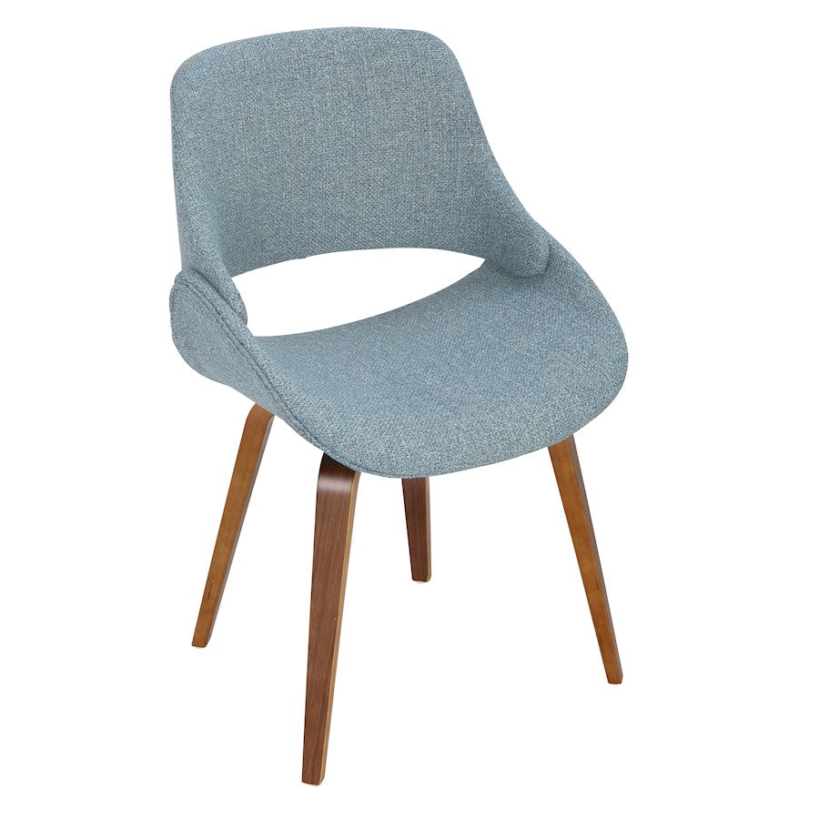 LumiSource Fabrizzi Dining/Accent Chair Set of 2 | Mid-Century Walnut and Blue Fabric | Dining Room & Living Room Seating | Model CH-FBCONLWLBU2