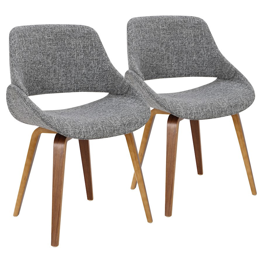 LumiSource Fabrizzi Dining/Accent Chair | Walnut & Grey Noise Woven Fabric | Kitchen & Living Room Seating | Model CH-FBCONLWLGY2