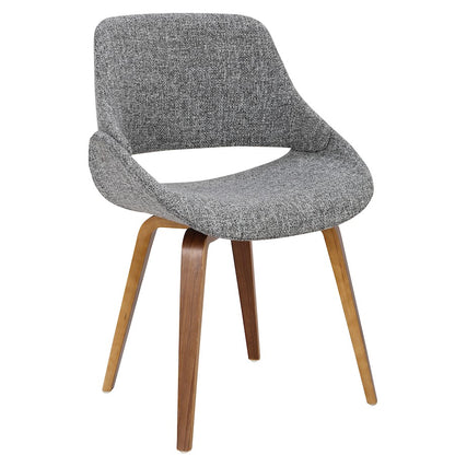 LumiSource Fabrizzi Dining/Accent Chair | Walnut & Grey Noise Woven Fabric | Kitchen & Living Room Seating | Model CH-FBCONLWLGY2