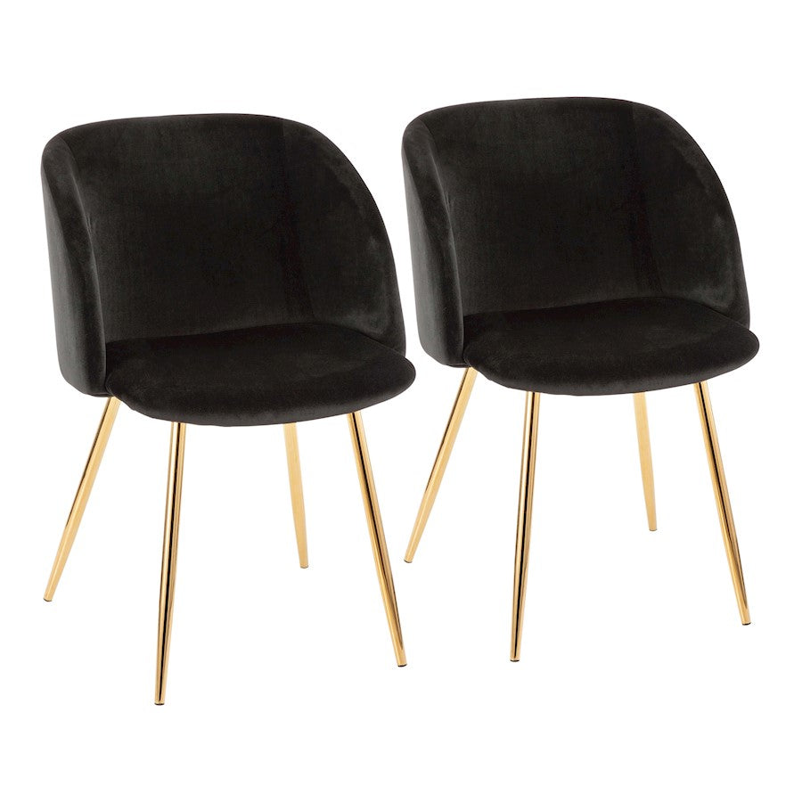 LumiSource Fran Dining/Accent Chair | Gold Metal & Black Velvet | Dining Room & Living Room Seating | 23 x 21 x 32 in | Model CH-FRANAU-BK2