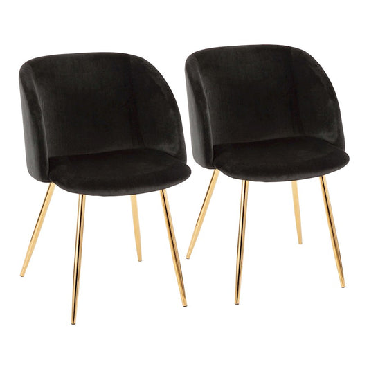 LumiSource Fran Dining/Accent Chair | Gold Metal & Black Velvet | Dining Room & Living Room Seating | 23 x 21 x 32 in | Model CH-FRANAU-BK2