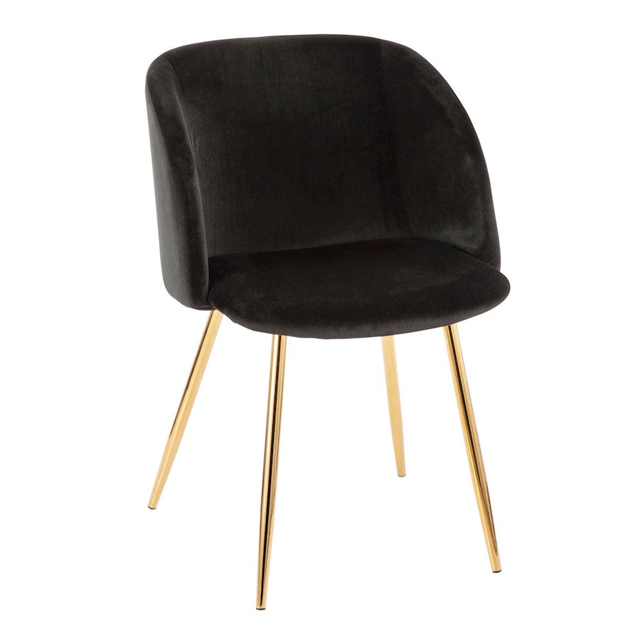 LumiSource Fran Dining/Accent Chair | Gold Metal & Black Velvet | Dining Room & Living Room Seating | 23 x 21 x 32 in | Model CH-FRANAU-BK2