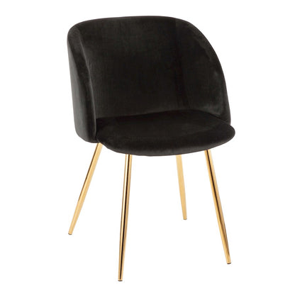 LumiSource Fran Dining/Accent Chair | Gold Metal & Black Velvet | Dining Room & Living Room Seating | 23 x 21 x 32 in | Model CH-FRANAU-BK2
