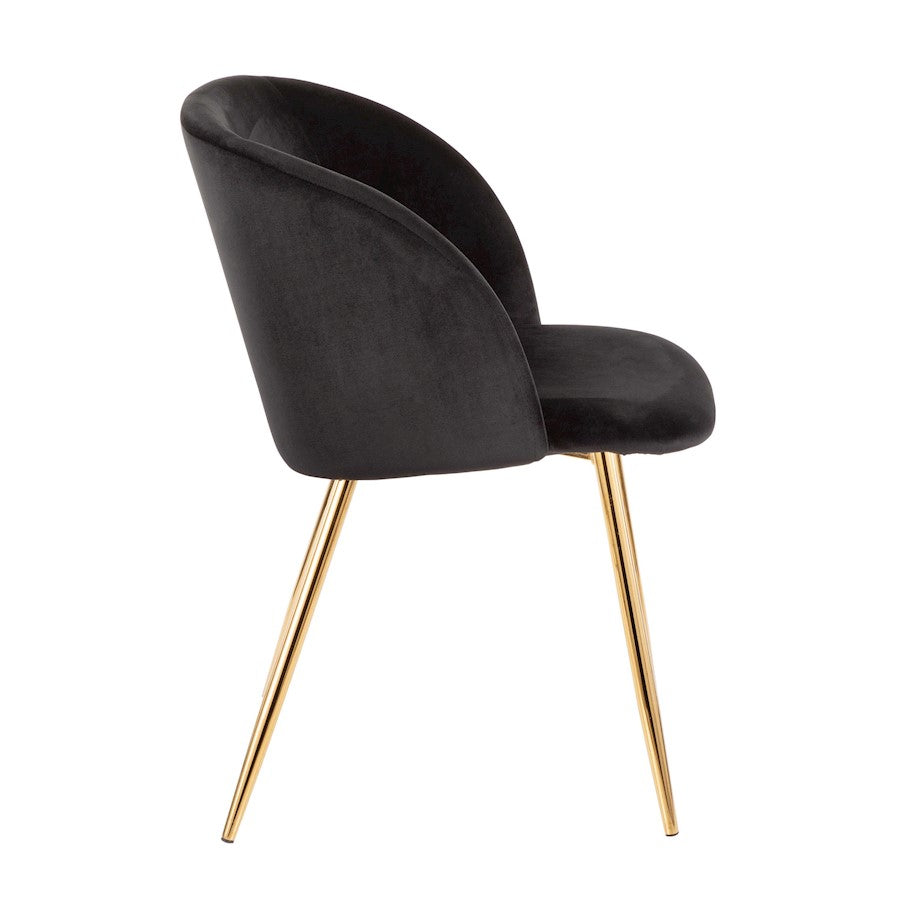 LumiSource Fran Dining/Accent Chair | Gold Metal & Black Velvet | Dining Room & Living Room Seating | 23 x 21 x 32 in | Model CH-FRANAU-BK2