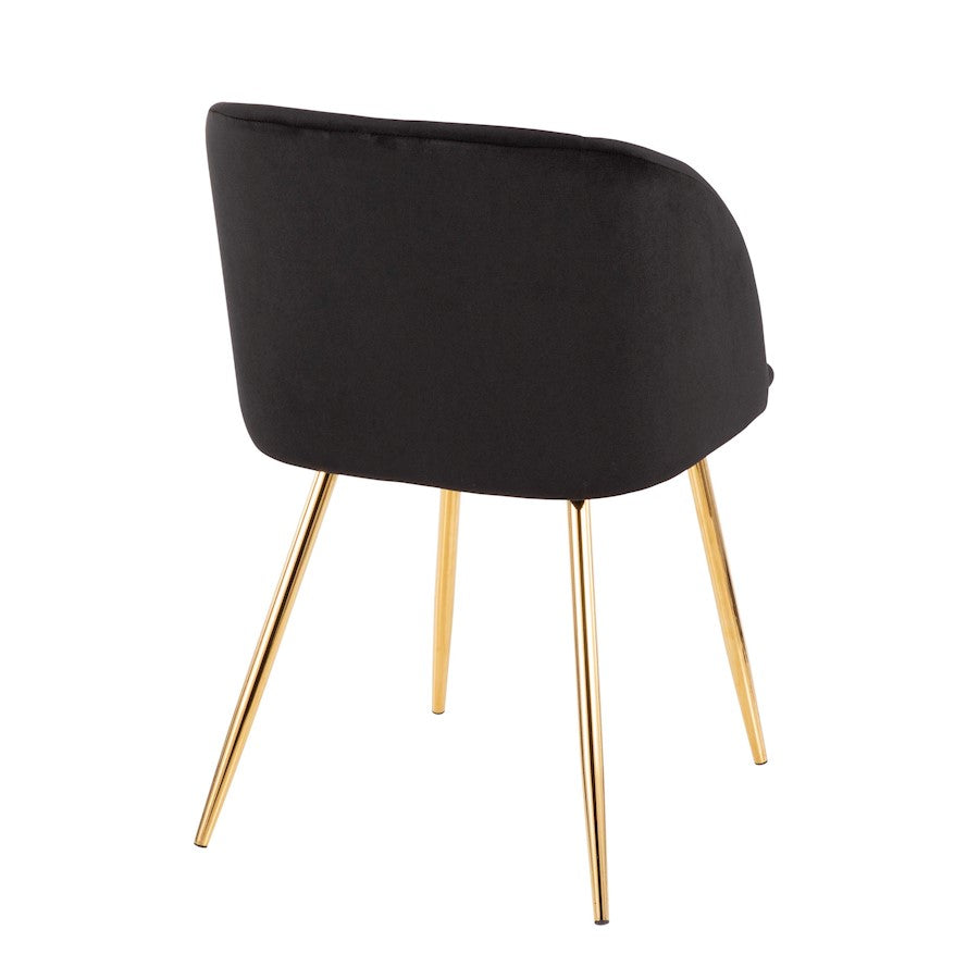 LumiSource Fran Dining/Accent Chair | Gold Metal & Black Velvet | Dining Room & Living Room Seating | 23 x 21 x 32 in | Model CH-FRANAU-BK2