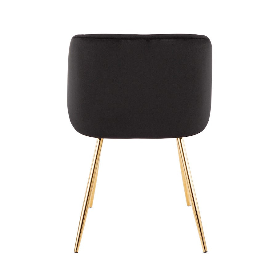 LumiSource Fran Dining/Accent Chair | Gold Metal & Black Velvet | Dining Room & Living Room Seating | 23 x 21 x 32 in | Model CH-FRANAU-BK2