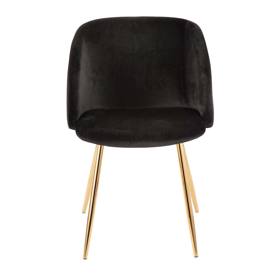 LumiSource Fran Dining/Accent Chair | Gold Metal & Black Velvet | Dining Room & Living Room Seating | 23 x 21 x 32 in | Model CH-FRANAU-BK2