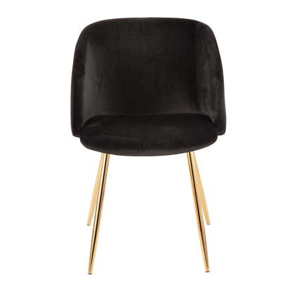 LumiSource Fran Dining/Accent Chair | Gold Metal & Black Velvet | Dining Room & Living Room Seating | 23 x 21 x 32 in | Model CH-FRANAU-BK2