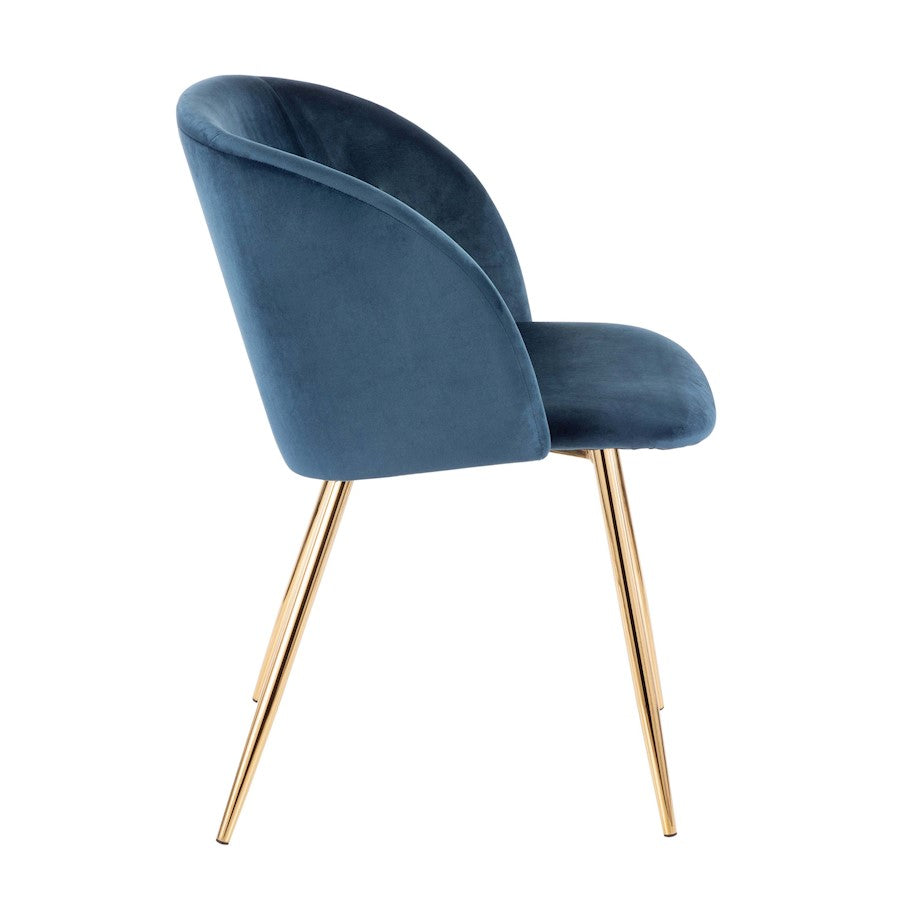 LumiSource Fran Chair Set of 2 | Gold Metal and Blue Velvet | Dining Room & Accent Seating | 21 x 23 x 32 in, Seat H 18.5 in | Model CH-FRANAU-BU2