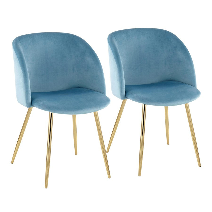 LumiSource Fran Chair Set of 2 | Gold Steel and Light Blue Velvet | Dining Room & Accent Seating | Model CH-FRANAUVLBU2