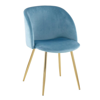 LumiSource Fran Chair Set of 2 | Gold Steel and Light Blue Velvet | Dining Room & Accent Seating | Model CH-FRANAUVLBU2