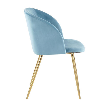 LumiSource Fran Chair Set of 2 | Gold Steel and Light Blue Velvet | Dining Room & Accent Seating | Model CH-FRANAUVLBU2