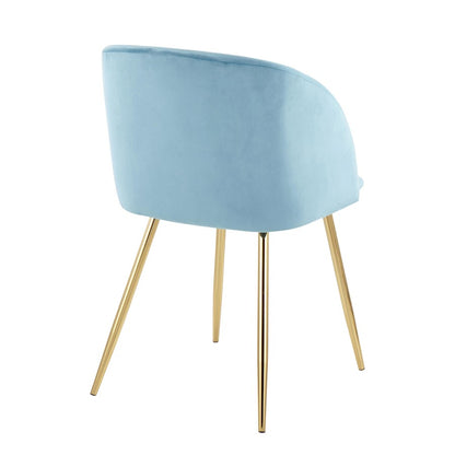 LumiSource Fran Chair Set of 2 | Gold Steel and Light Blue Velvet | Dining Room & Accent Seating | Model CH-FRANAUVLBU2