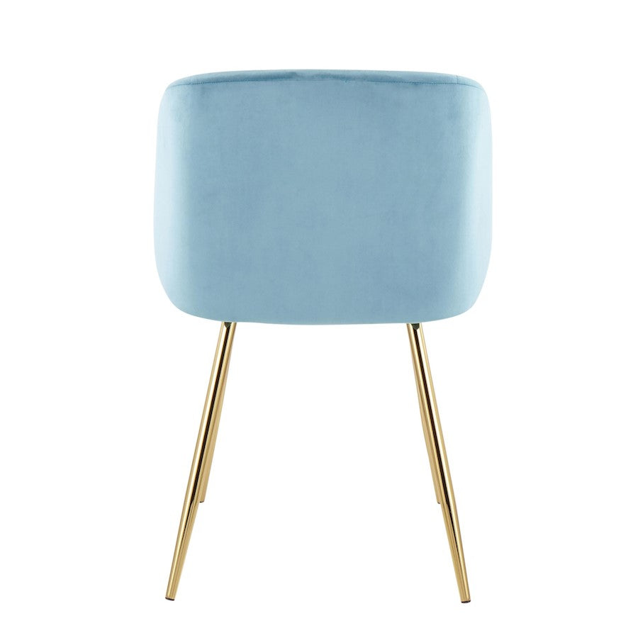 LumiSource Fran Chair Set of 2 | Gold Steel and Light Blue Velvet | Dining Room & Accent Seating | Model CH-FRANAUVLBU2