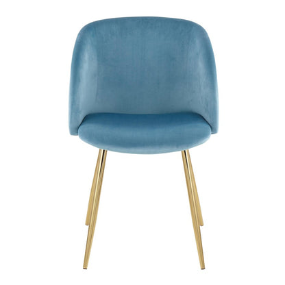 LumiSource Fran Chair Set of 2 | Gold Steel and Light Blue Velvet | Dining Room & Accent Seating | Model CH-FRANAUVLBU2