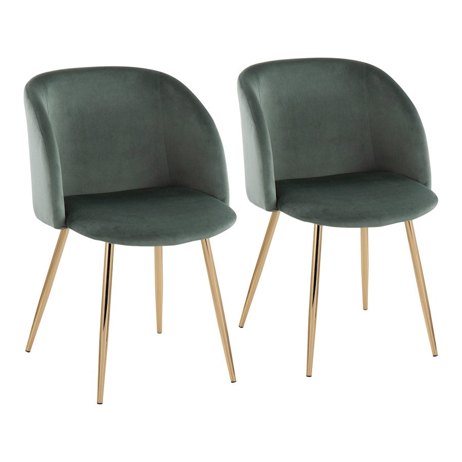 LumiSource Fran Chair Set of 2 | Gold Metal and Sage Green Velvet | Dining Room & Accent Seating | Model CH-FRANAUVLGN2
