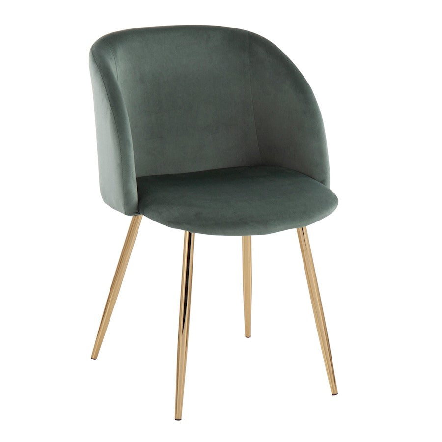 LumiSource Fran Chair Set of 2 | Gold Metal and Sage Green Velvet | Dining Room & Accent Seating | Model CH-FRANAUVLGN2