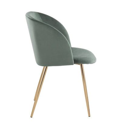 LumiSource Fran Chair Set of 2 | Gold Metal and Sage Green Velvet | Dining Room & Accent Seating | Model CH-FRANAUVLGN2