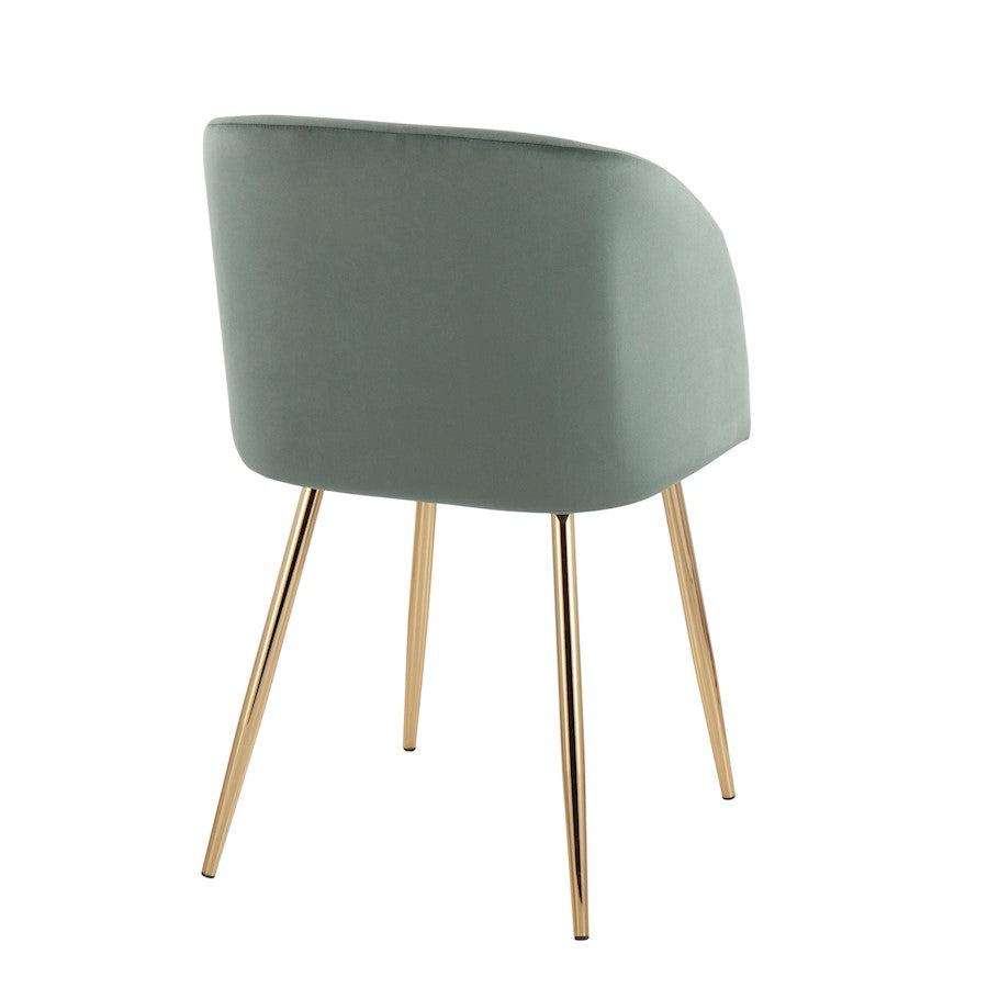 LumiSource Fran Chair Set of 2 | Gold Metal and Sage Green Velvet | Dining Room & Accent Seating | Model CH-FRANAUVLGN2
