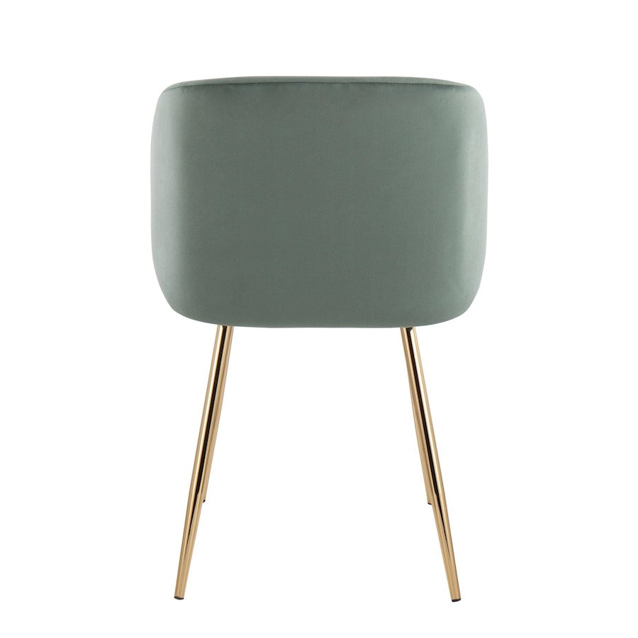 LumiSource Fran Chair Set of 2 | Gold Metal and Sage Green Velvet | Dining Room & Accent Seating | Model CH-FRANAUVLGN2