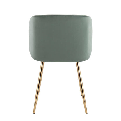 LumiSource Fran Chair Set of 2 | Gold Metal and Sage Green Velvet | Dining Room & Accent Seating | Model CH-FRANAUVLGN2