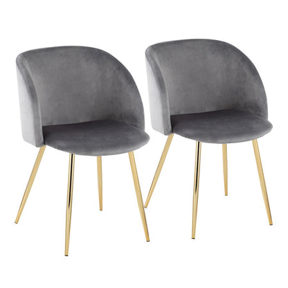 LumiSource Fran Chair Set of 2 | Gold Steel and Silver Velvet | Dining Room & Accent Seating | 21 x 23 x 32 in, Seat H 18.5 in | Model CH-FRANAUVSV2