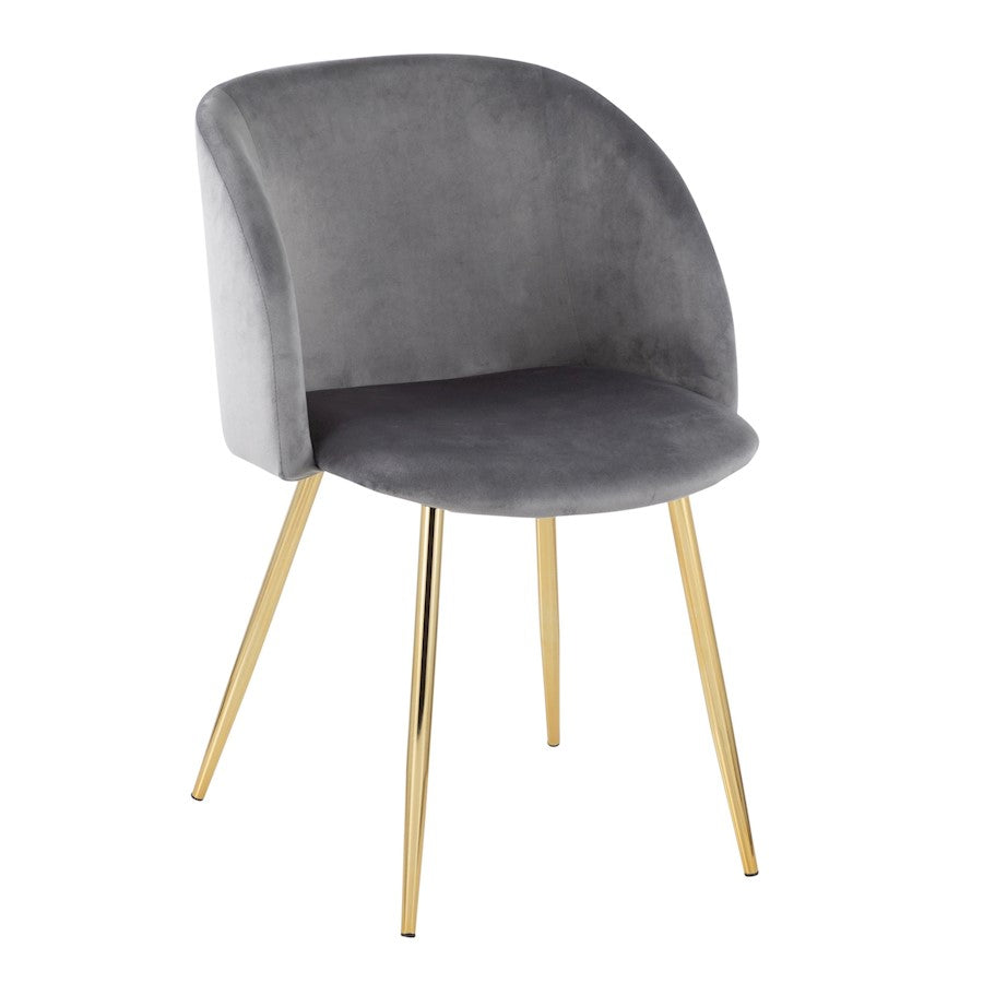 LumiSource Fran Chair Set of 2 | Gold Steel and Silver Velvet | Dining Room & Accent Seating | 21 x 23 x 32 in, Seat H 18.5 in | Model CH-FRANAUVSV2
