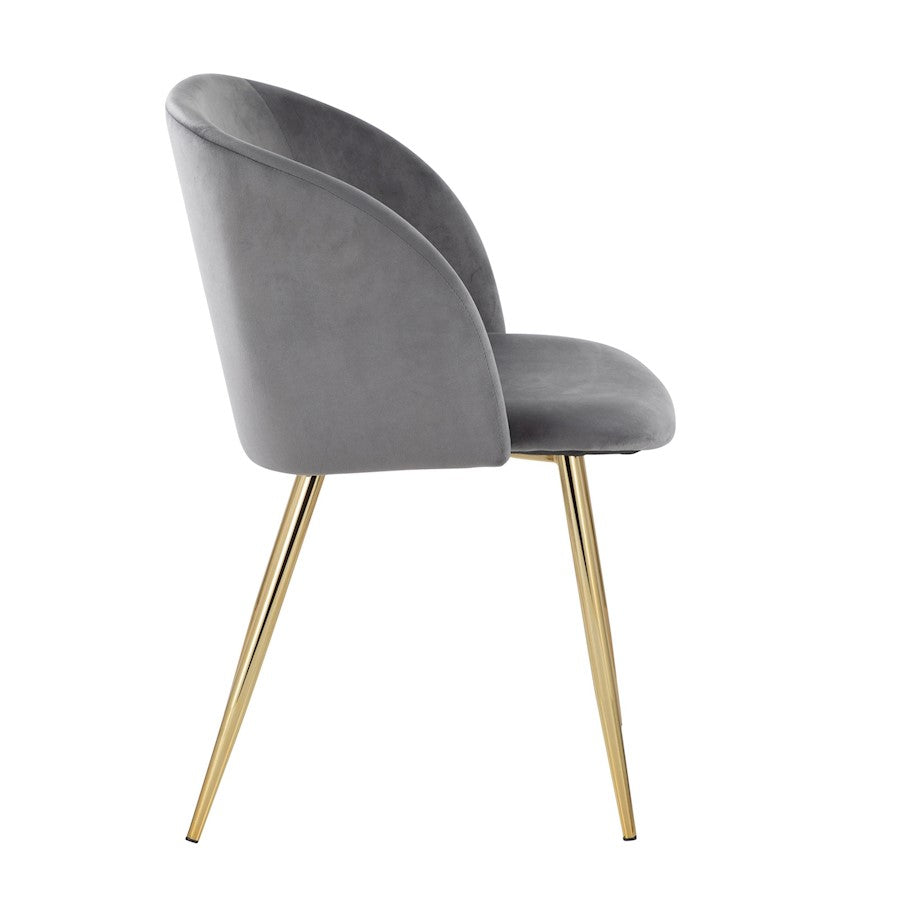 LumiSource Fran Chair Set of 2 | Gold Steel and Silver Velvet | Dining Room & Accent Seating | 21 x 23 x 32 in, Seat H 18.5 in | Model CH-FRANAUVSV2