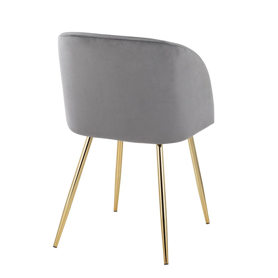 LumiSource Fran Chair Set of 2 | Gold Steel and Silver Velvet | Dining Room & Accent Seating | 21 x 23 x 32 in, Seat H 18.5 in | Model CH-FRANAUVSV2