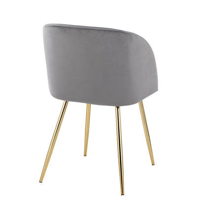 LumiSource Fran Chair Set of 2 | Gold Steel and Silver Velvet | Dining Room & Accent Seating | 21 x 23 x 32 in, Seat H 18.5 in | Model CH-FRANAUVSV2