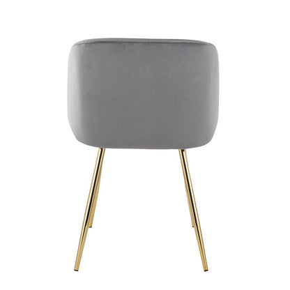 LumiSource Fran Chair Set of 2 | Gold Steel and Silver Velvet | Dining Room & Accent Seating | 21 x 23 x 32 in, Seat H 18.5 in | Model CH-FRANAUVSV2