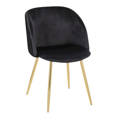LumiSource Fran Pleated Chair Set of 2 | Gold Metal and Black Velvet | Dining Room & Living Room Accent | 23 x 21 x 32 in | Model CH-FRANPLTAUVBK2