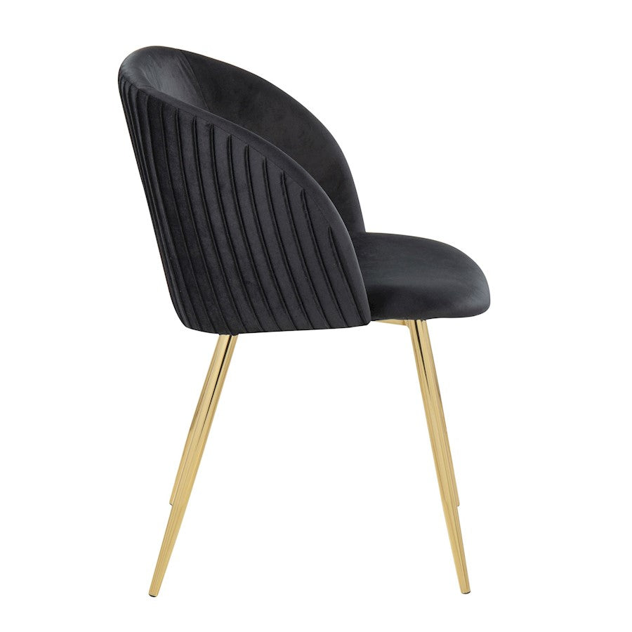 LumiSource Fran Pleated Chair Set of 2 | Gold Metal and Black Velvet | Dining Room & Living Room Accent | 23 x 21 x 32 in | Model CH-FRANPLTAUVBK2