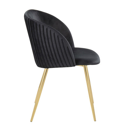 LumiSource Fran Pleated Chair Set of 2 | Gold Metal and Black Velvet | Dining Room & Living Room Accent | 23 x 21 x 32 in | Model CH-FRANPLTAUVBK2