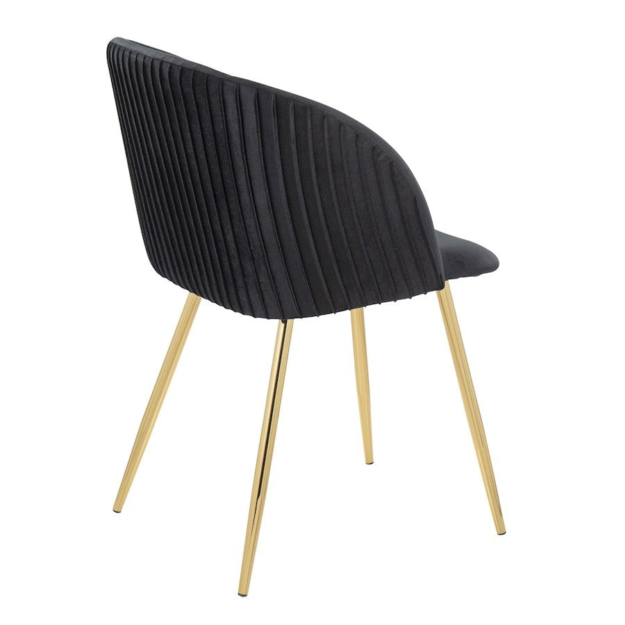 LumiSource Fran Pleated Chair Set of 2 | Gold Metal and Black Velvet | Dining Room & Living Room Accent | 23 x 21 x 32 in | Model CH-FRANPLTAUVBK2