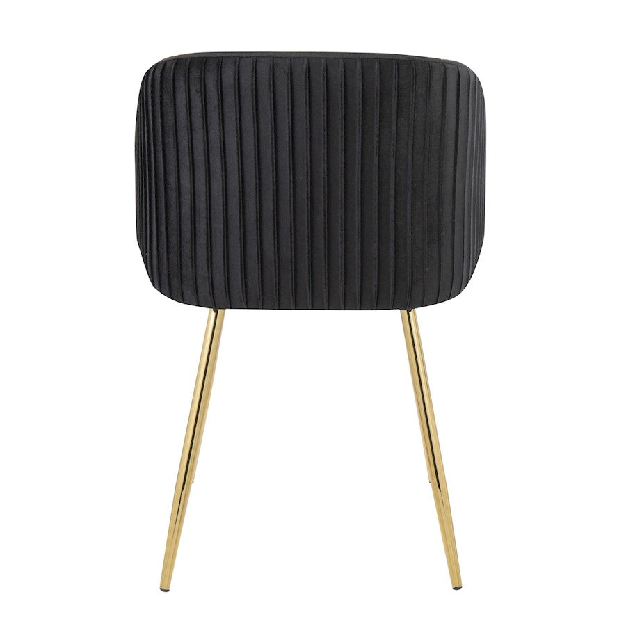 LumiSource Fran Pleated Chair Set of 2 | Gold Metal and Black Velvet | Dining Room & Living Room Accent | 23 x 21 x 32 in | Model CH-FRANPLTAUVBK2