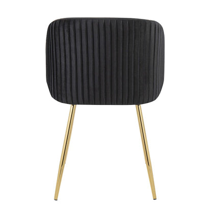 LumiSource Fran Pleated Chair Set of 2 | Gold Metal and Black Velvet | Dining Room & Living Room Accent | 23 x 21 x 32 in | Model CH-FRANPLTAUVBK2
