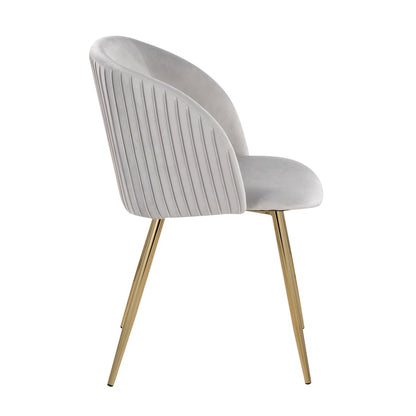 LumiSource Fran Pleated Chair Set of 2 | Gold Metal and Silver Velvet | Dining Room & Living Room Accent | 23 x 21 x 32 in | Model CH-FRANPLTAUVSV2