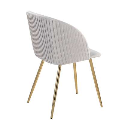 LumiSource Fran Pleated Chair Set of 2 | Gold Metal and Silver Velvet | Dining Room & Living Room Accent | 23 x 21 x 32 in | Model CH-FRANPLTAUVSV2