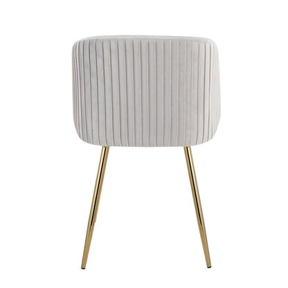 LumiSource Fran Pleated Chair Set of 2 | Gold Metal and Silver Velvet | Dining Room & Living Room Accent | 23 x 21 x 32 in | Model CH-FRANPLTAUVSV2