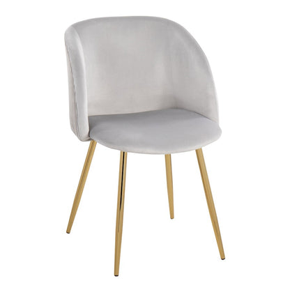 LumiSource Fran Pleated Waves Chair Set of 2 | Gold Metal and Silver Velvet | Dining Room & Living Room Accent | Model CH-FRANPLTWVAUVSV2